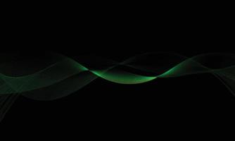 Abstract elegant green waves lines on black background. vector