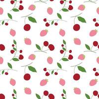 Abstract cherry and strawberry in pattern background. Vector. vector