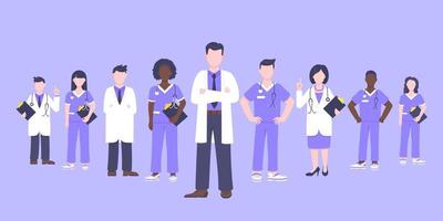 Medical staff doctor team clinic employee vector illustration.