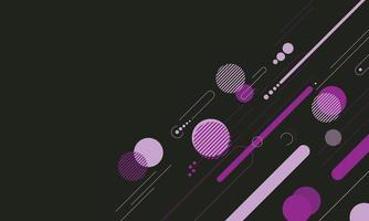 Abstract purple dynamic geometric elements pattern on black background. vector