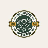 insignia de etiqueta de logotipo de club de caza dibujada a mano vector