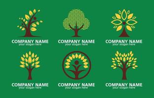 conjunto de logotipo de árbol vector