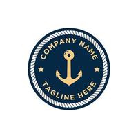 Marine retro emblems logo with anchor and rope vector