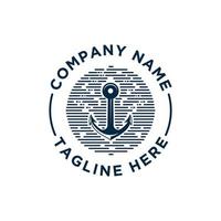 Marine retro emblems with anchor logo vector