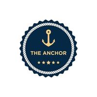 Marine retro emblems logo with anchor and rope vector