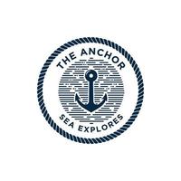 Marine retro emblems logo with anchor and rope vector