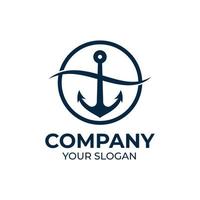 Marine retro emblems with anchor logo vector