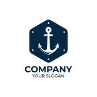 Marine retro emblems with anchor logo vector