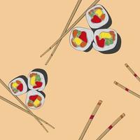 Seamless background with sushi vector