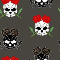 Seamless pattern with skulls vector