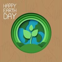feliz día de la Tierra. día de la tierra, 22 de abril con el globo y el mapa mundial para salvar el medio ambiente, salvar el planeta verde limpio, el concepto de ecología. tarjeta para el día mundial de la tierra. diseño vectorial