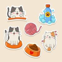 Set of Cat Care Sticker vector