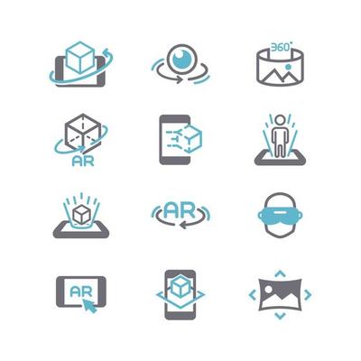 Set of Augmented Reality Line Icon
