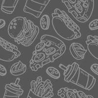 Hand Drawn Fast Food Seamless Pattern vector