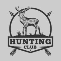 diseño de insignia de club de caza de ciervos vintage con flechas cruzadas vector