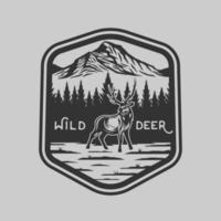 wild deer adventure badge logo vector