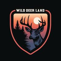 wild deer natural park badge design vector