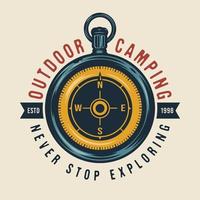 Outdoor camping vintage compass adventure emblem vector