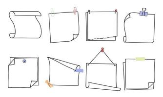 conjunto de ilustración vectorial de notas y recordatorios dibujados a mano de fideos.