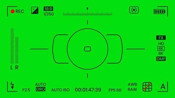 Green colored chroma key camera rec frame viewfinder overlay background screen flat style design vector illustration. Chroma key VFX screen camera overlay abstract background concept for video footage