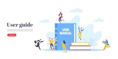 User manual guide book flat style design vector illustration.