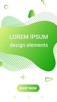 Modern vertical mobile liquid abstract shape gradient memphis style design fluid vector colorful illustration banner simple graphics for app, presentation, sale, brochure isolated on white background.