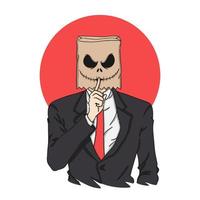 scary man with paper bag head illustration vector