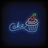 Cake Neon Signs Style Text Vector