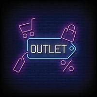 Outlet Neon Signs Style Text Vector