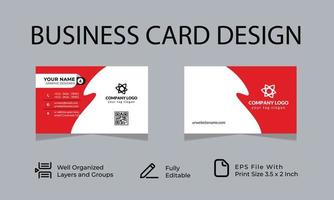 Red color business card template Vector illustration