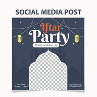 Minimal iftar party social media post vector