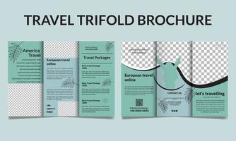 Travel trifold brochure template design vector