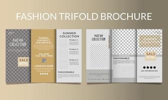 Fashion Minimal trifold brochure template vector