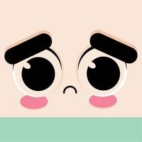Sad facial expression cartoon kawaii - Vector illustration