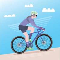 Cyclist woman on road bike - Vector illustration