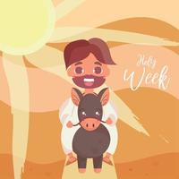 Jesus on a donkey Holy week Vector