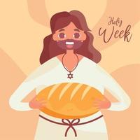 Jesus sharing the bread Holy week Vector