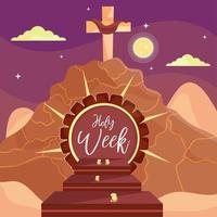 Mount of calvary Cross Holy week Vector