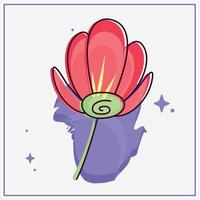 Isolated sketch of a colored flower Vector