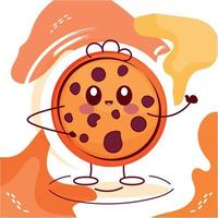 Happy chocolate chip cookie cartoon cute bakery character Vector