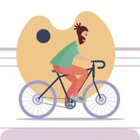 hombre montando en bicicleta. estilo de vida saludable - vector