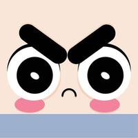 Angry facial expression cartoon kawaii - Vector illustration