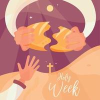 Symbolization of the breaking of bread Holy week Vector