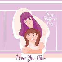 feliz mujer abrazando a su hija personajes feliz día de la madre tarjeta vector