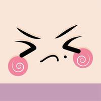 Angry facial expression cartoon kawaii - Vector illustration
