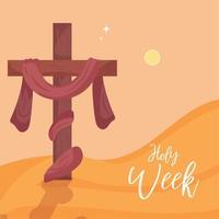 cruz encapuchada jesucristo semana santa vector