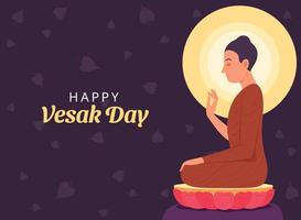 Vesak Day Background with the Buddha Illustration. vector