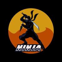 vector de ilustración de mascota ninja. diseño de logotipo deportivo