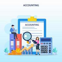 Accountant Flat vector illustration. Concept of the tax calculating and financial analysis.