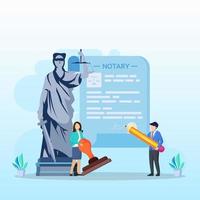 Notary services and legal assistance flat vector illustration.